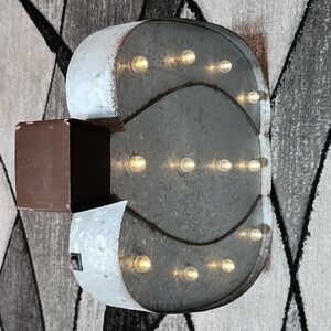 RUSTIC GALVANIZED METAL LIGHT-UP PUMPKIN DECORATION WALL-ART